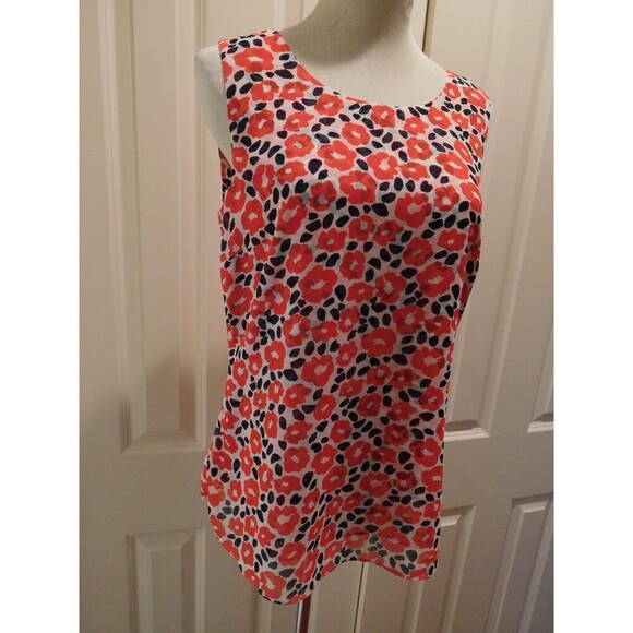 Cabi # 5356 "Flipside Blouse" Floral Print V-Neck Sleeveless Ruffle Blouse SMALL - Picture 4 of 10